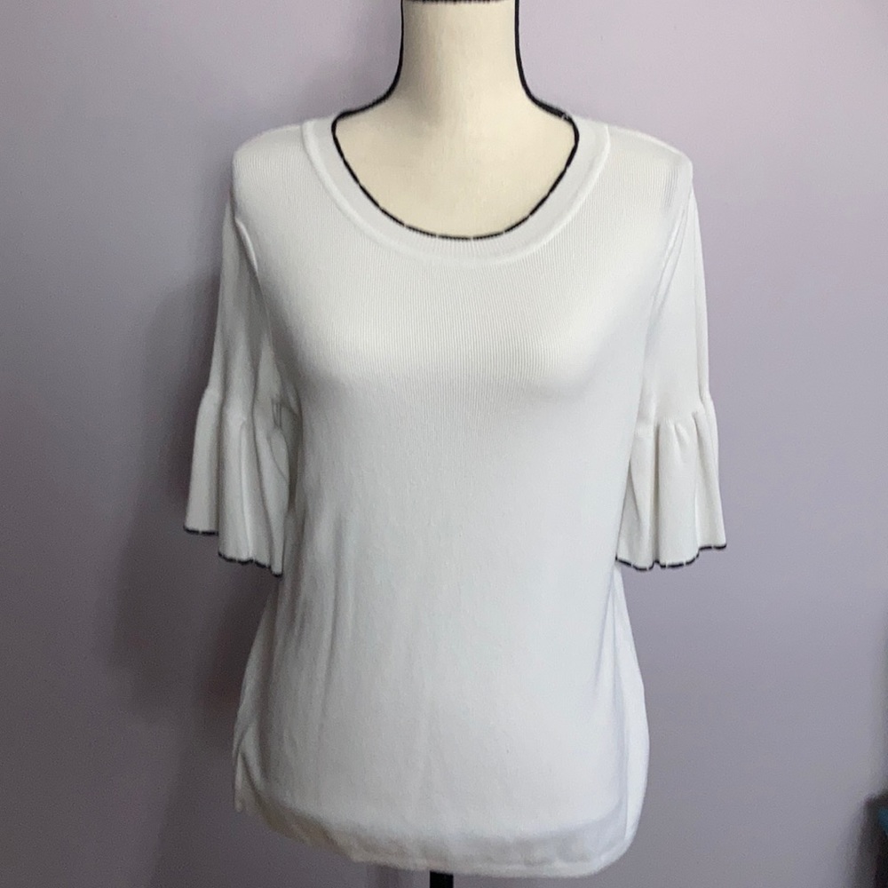 Bell sleeve white sweater